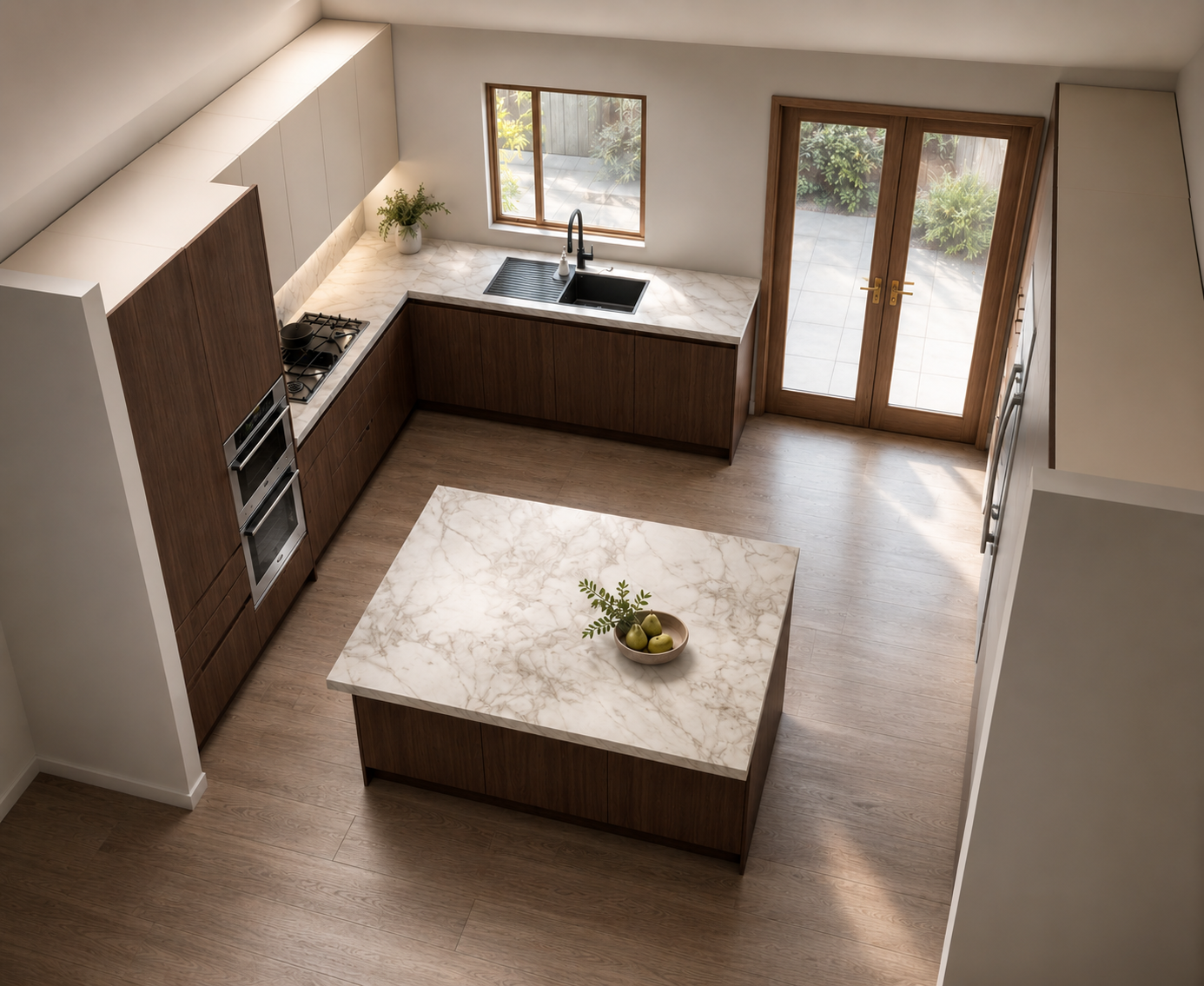 Custom kitchen joinery design with timber cabinetry